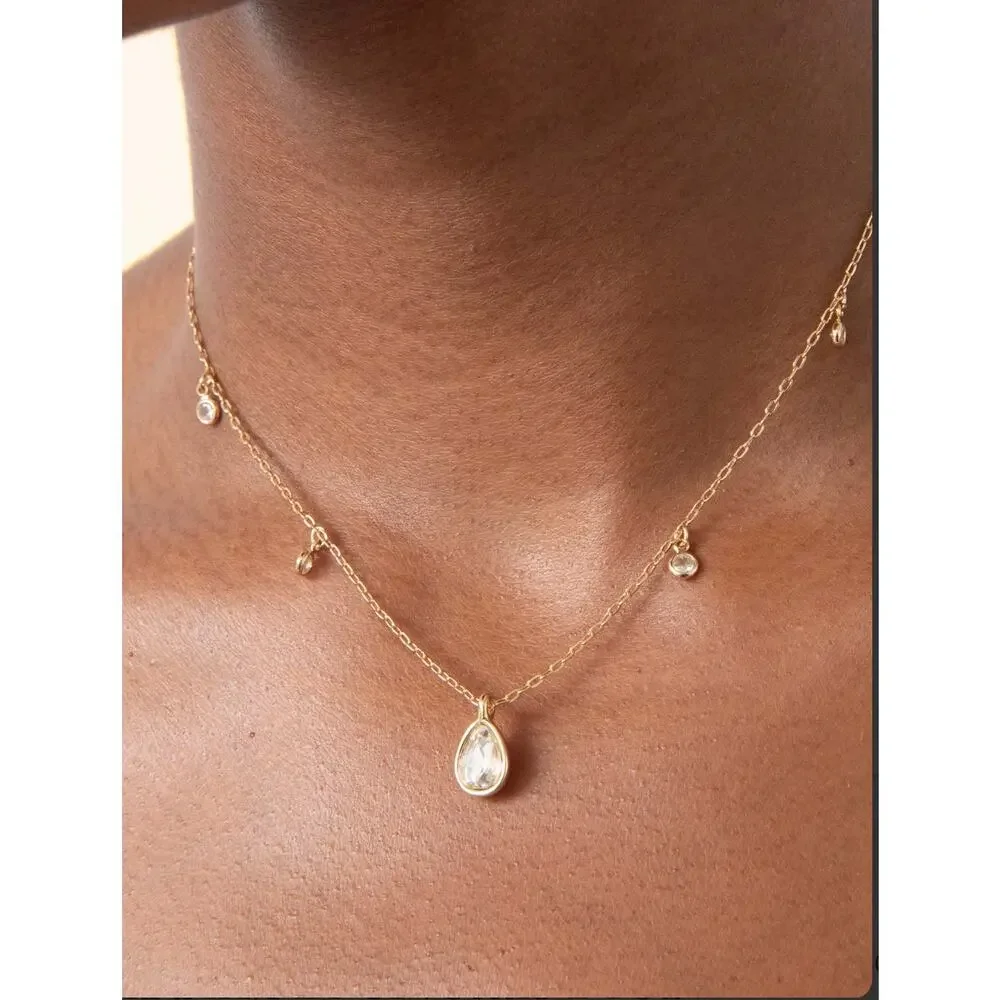 Ettika 14K Gold Plated Dripping in Crystals Station Necklace